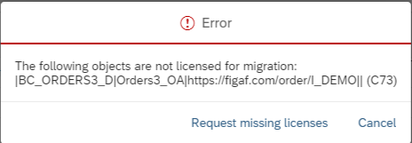 request license migration error