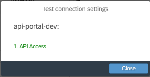 test connection dialog API