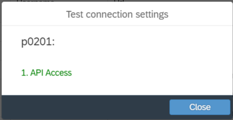 test connection dialog CPI