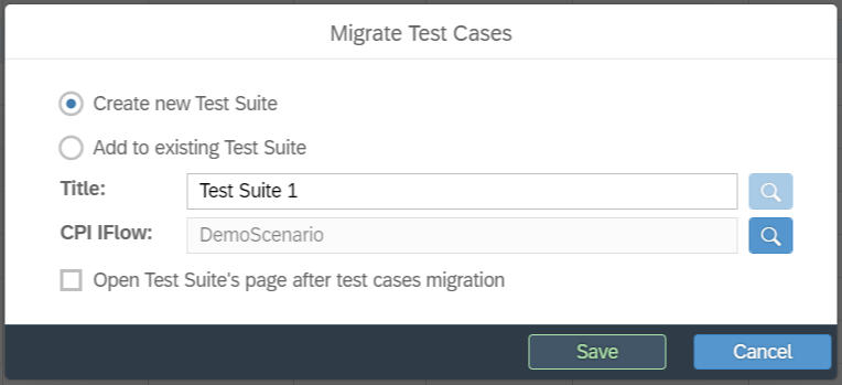 migrate test cases dialog