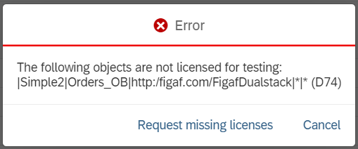 request license testing error