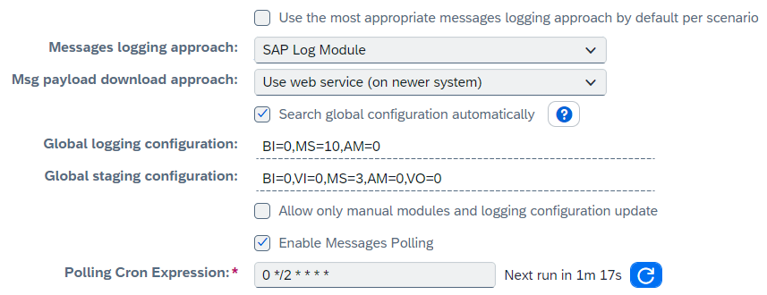 sap log module parameters