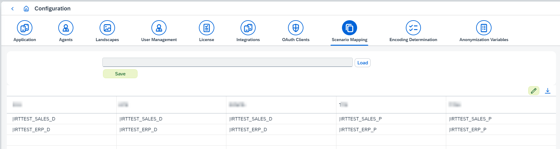 scenario mappings tab