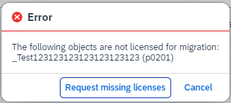 request license migration error