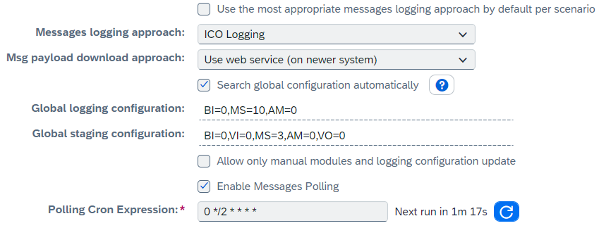 pi message log parameters