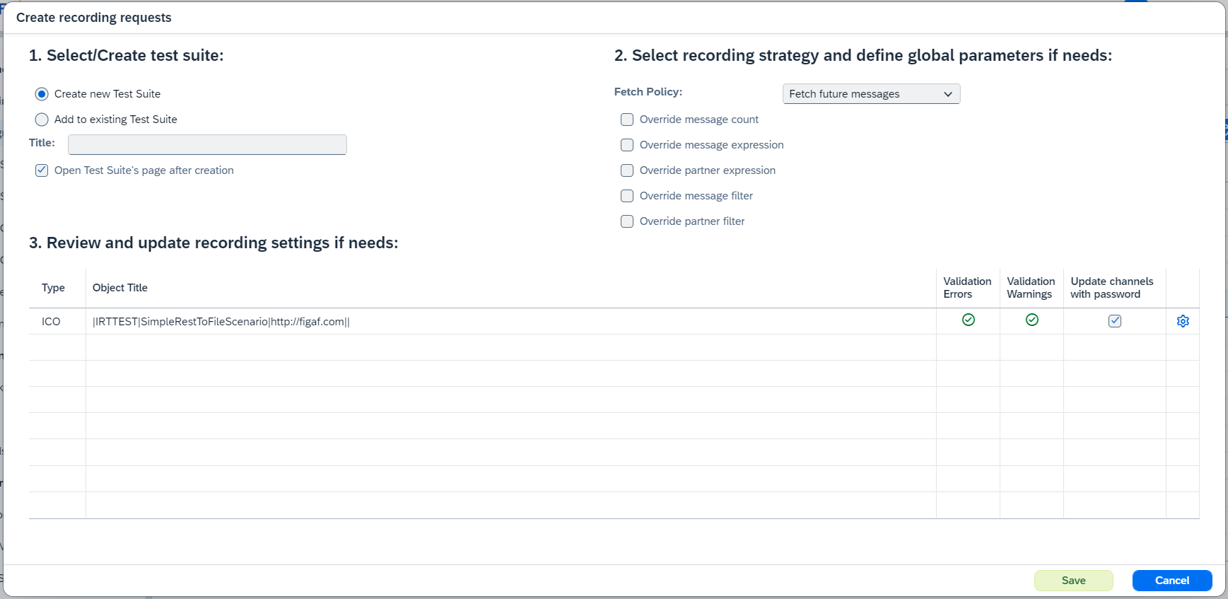 create recording request