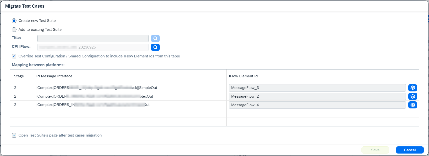 migrate test cases dialog