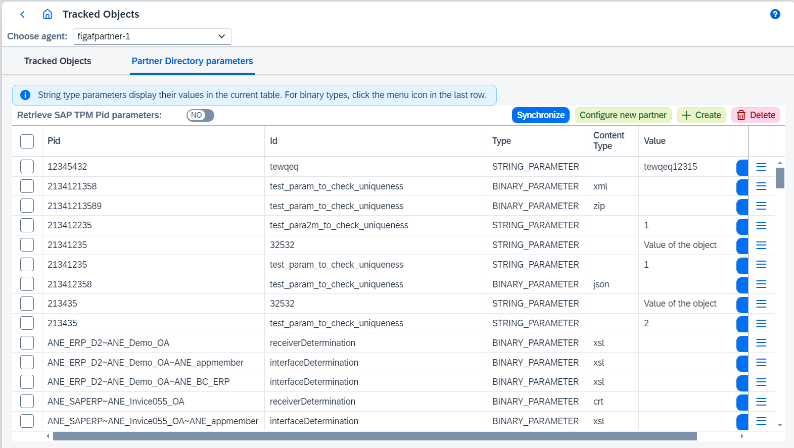 partner directory parameters page