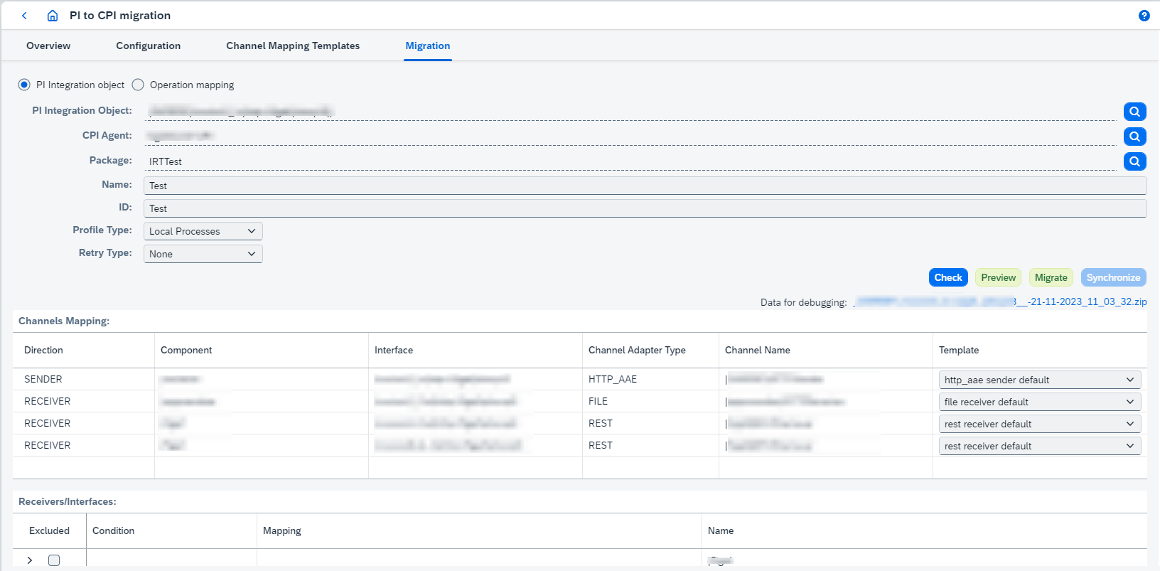 configure xslt mapping file paths for channels and check migration logs