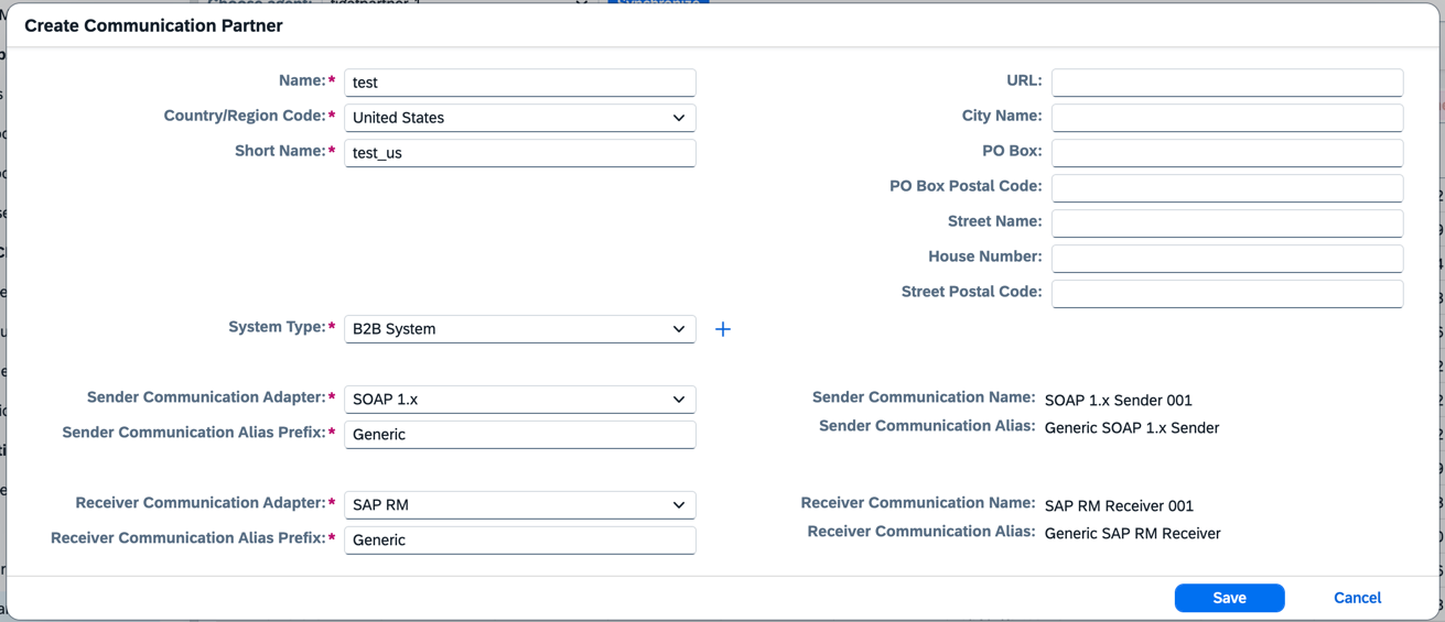 create communication partner